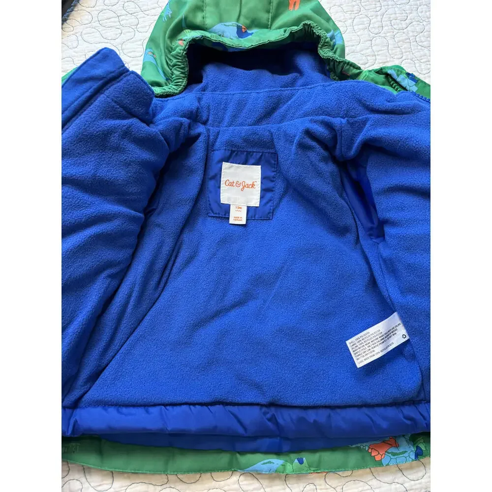 Cat & Jack Kids' Green Dinosaur‎ Print Hooded Jacket size 12 months [COPY]